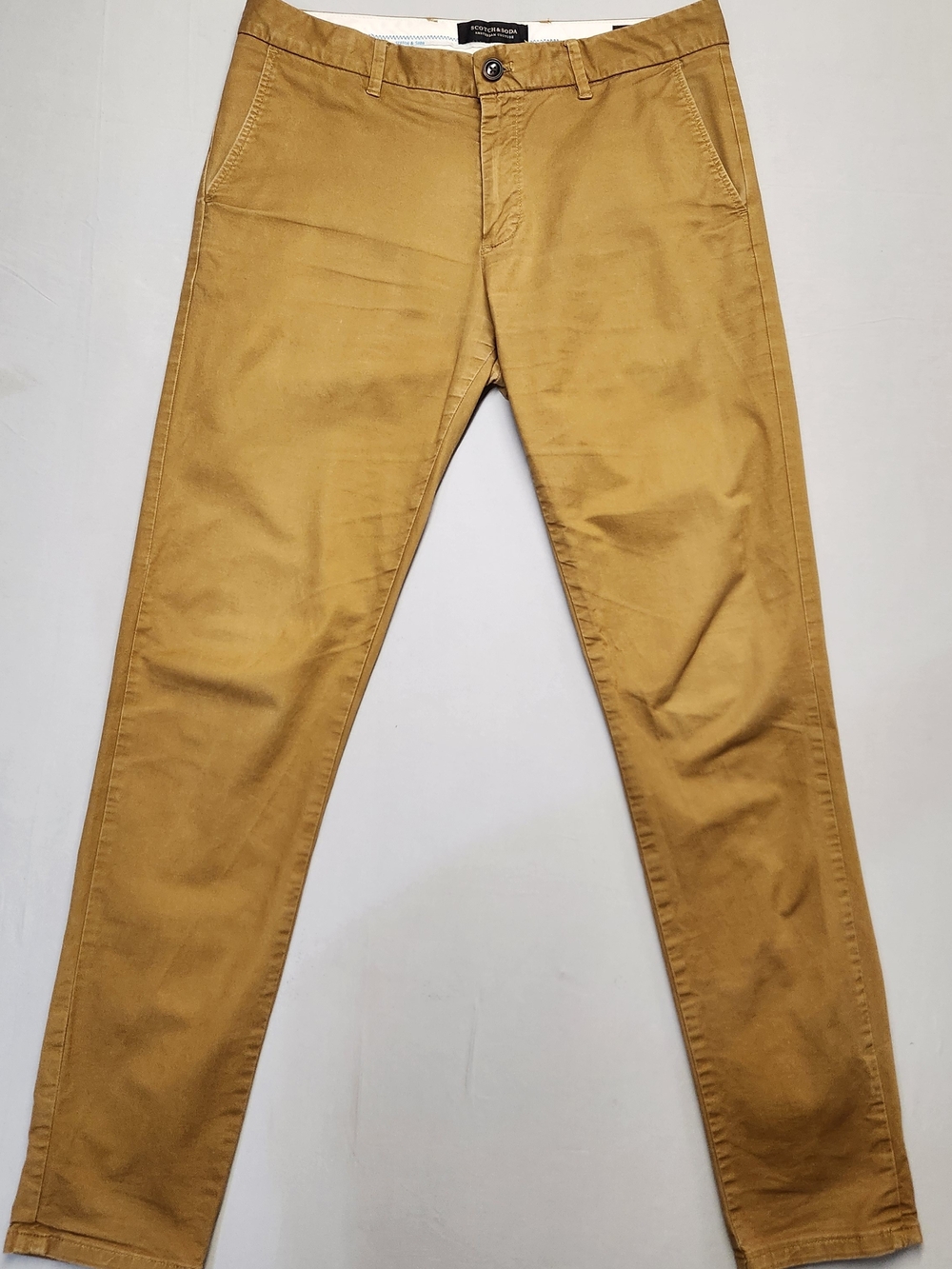 Scotch & Soda Mott 30x32 Super Slim Fit Chinos Men's W30 L32 Mustard Brown Flaw